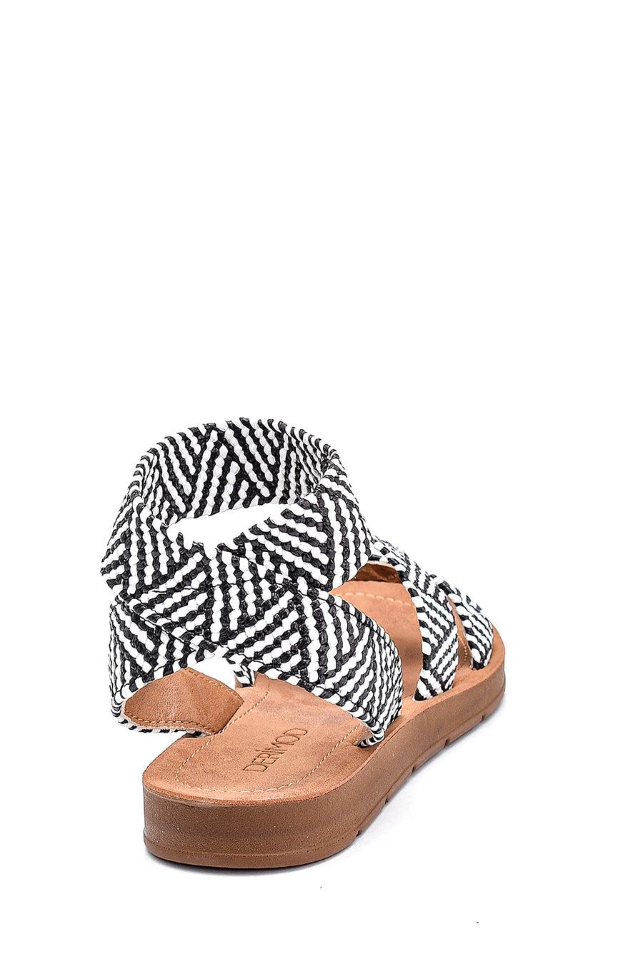 Women's Black Patterned Flat Sandals