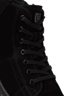 Men's Black Zippered Nubuck High Top Sneakers | Derimod