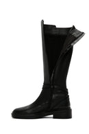 Women's Black Zippered Buckle Detailed Leather Casual Boots | Derimod