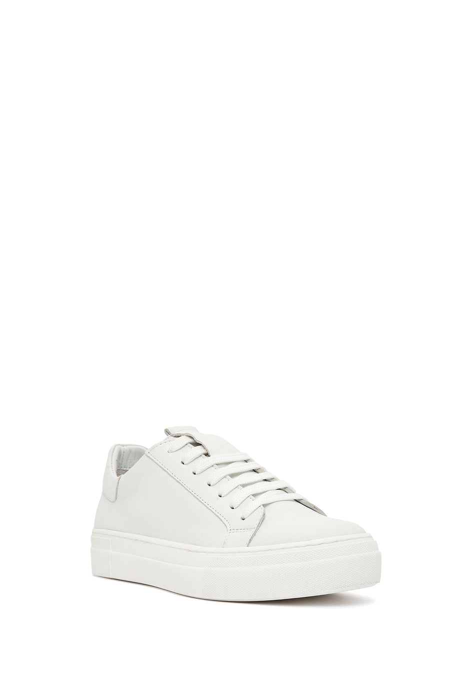 Women's White Lace-Up Leather Sneaker