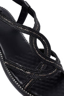 Woman Black Stone Sandals | Derimod