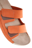 Women's Orange Nubuck Leather Comfort Slippers | Derimod