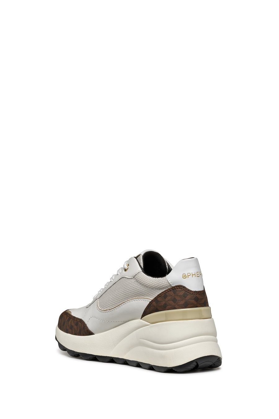 Geox Kadın Beyaz Spherica Ec13 Bağcıklı Kalın Taban Deri Sneaker