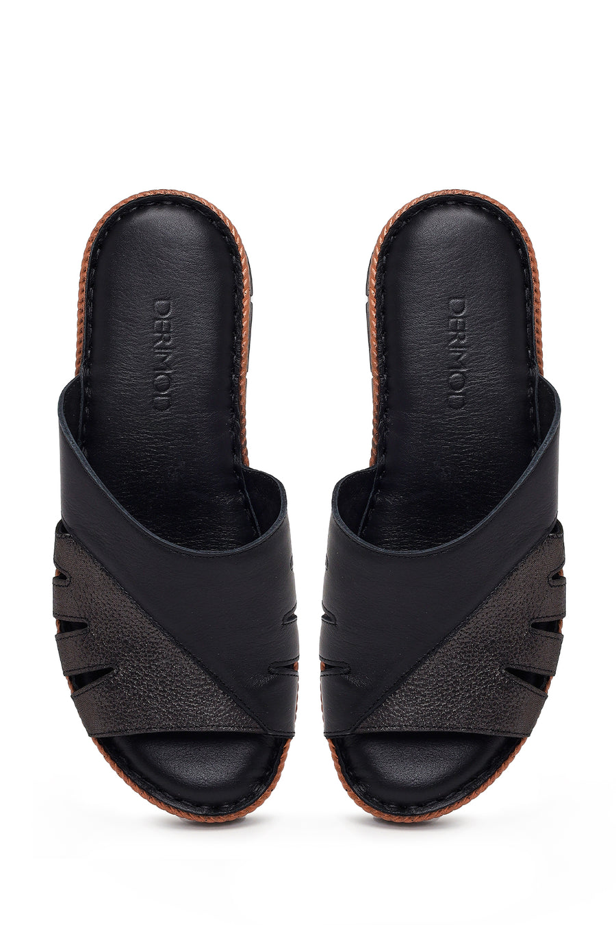 Woman Black Leather Comfort Slipper