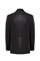 Kane Men's Black Buttoned Blazer Leather Jacket | Derimod