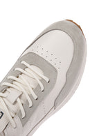 Men's White Lace-up Thick-Sole Leather Casual Sneaker | Derimod