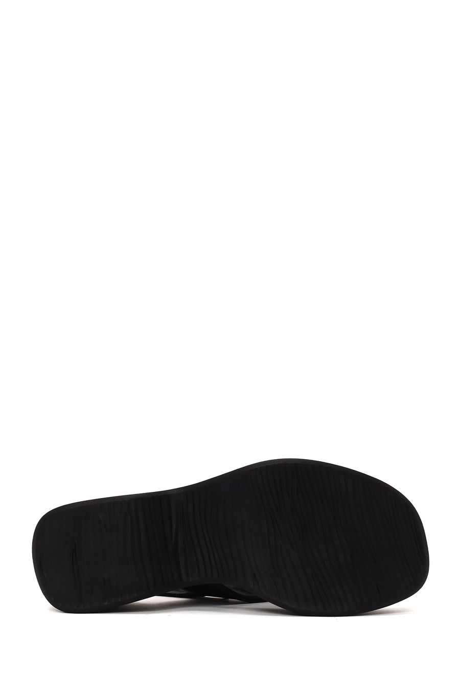 Woman Black Thick-Soled Leather Sandal