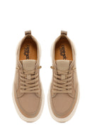 Derimod Zero Men's Beige Lace-up Fabric Sneaker | Derimod