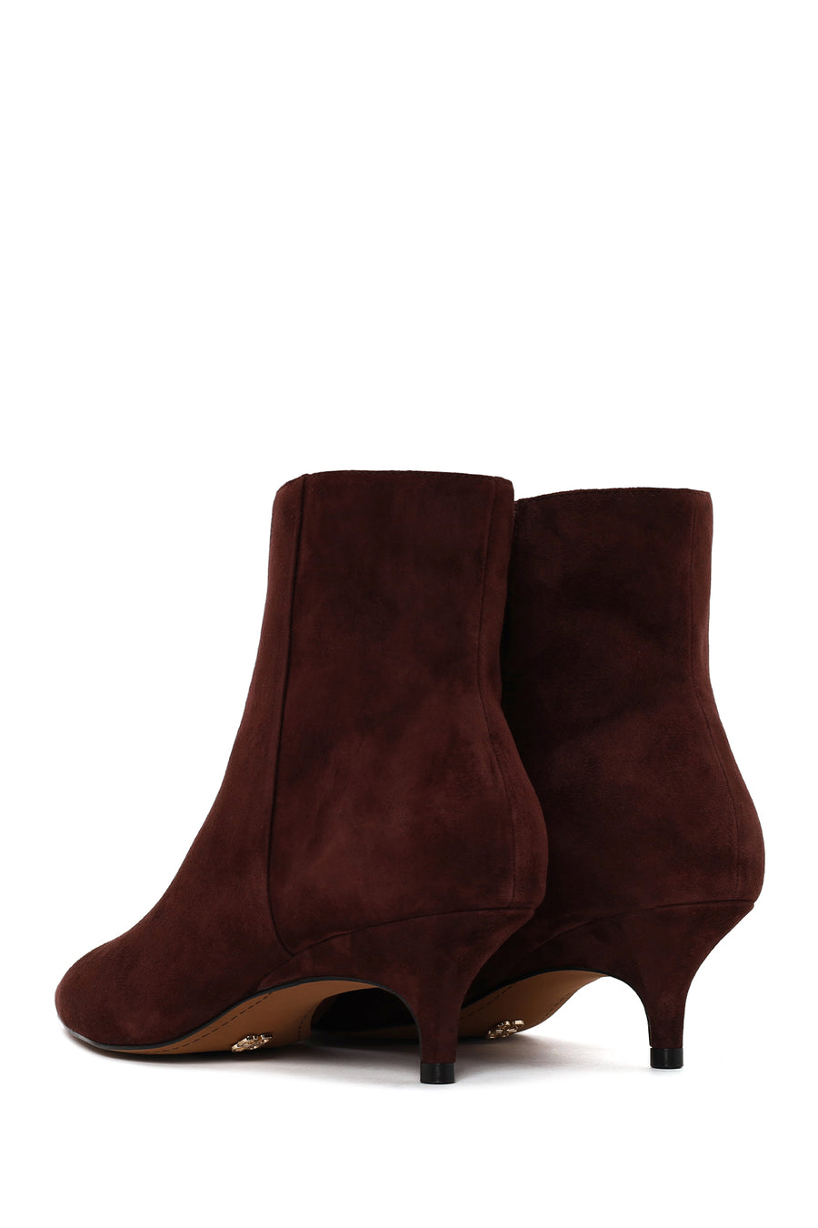 Woman Burgundy Zip Closure Thin-Heeled Suede Boots