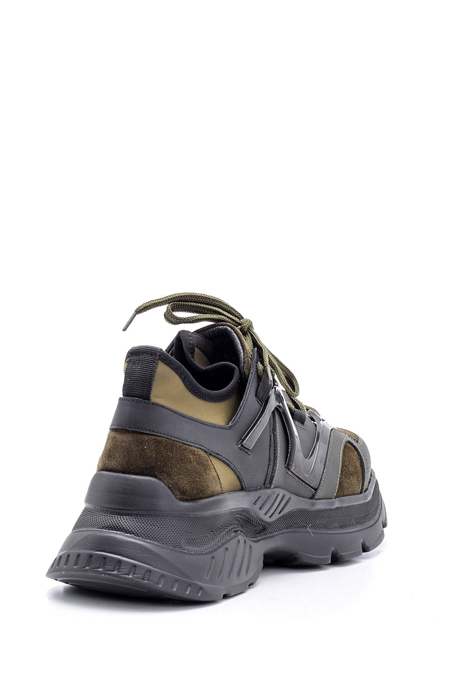Erkek Süet Detaylı Deri Sneaker