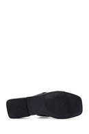 Women's Black Leather Slippers | Derimod