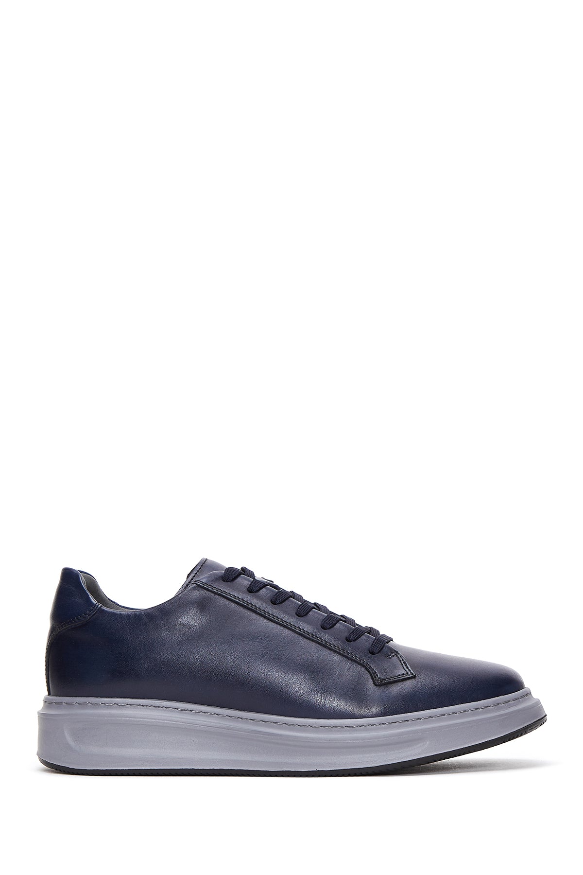 Men's Navy Blue Leather Thick Soled Sneaker 22WFD610718 | Derimod