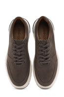 Men's Gray Lace-Up Nubuck Leather Sneaker | Derimod