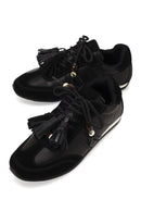 Kadın Siyah Bağcıklı Charmlı Leopar Deri Sneaker | Derimod
