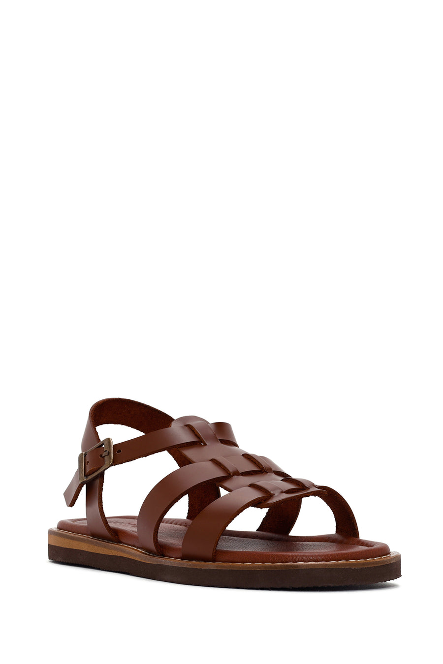 Women's Brown Ankle Strap Leather Sandals