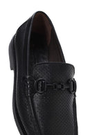 Men's Black Leather Printed Loafer | Derimod