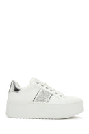 Women's White Thick Soled Stone Sneaker | Derimod