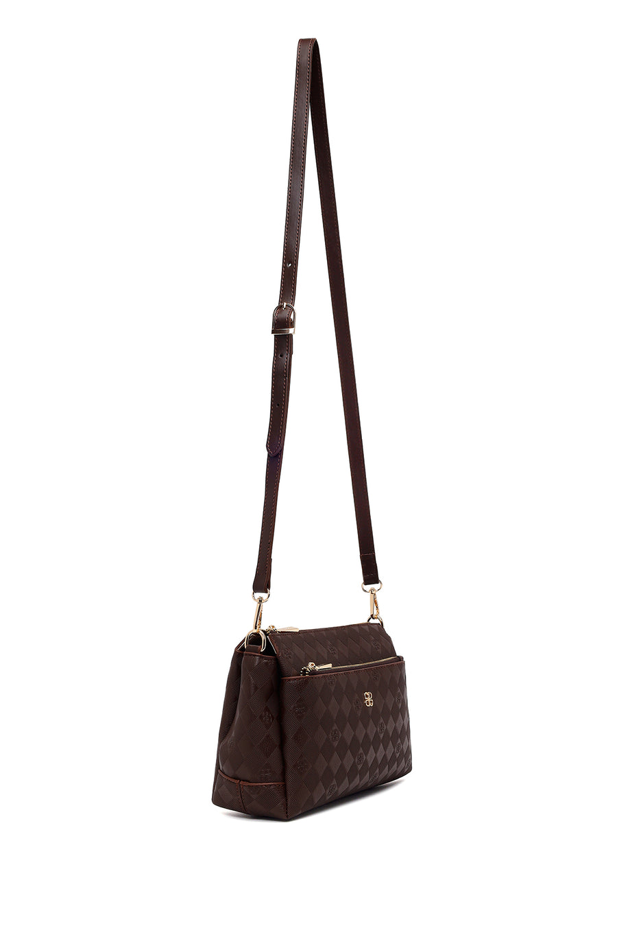 Woman Brown Printed Long-Strap Crossbody Bag