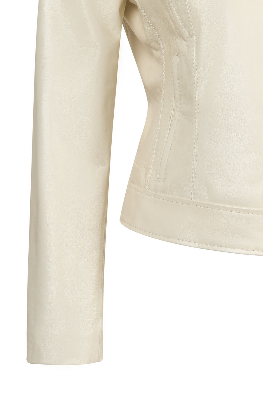 Adela Woman White Short Leather Jacket