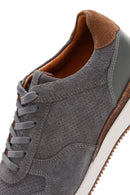 Men's Gray Suede Leather Printed Sneaker | Derimod