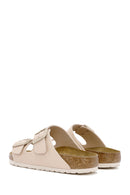 Birkenstock Women's Beige Arizona Bf Double Buckle Slippers | Derimod