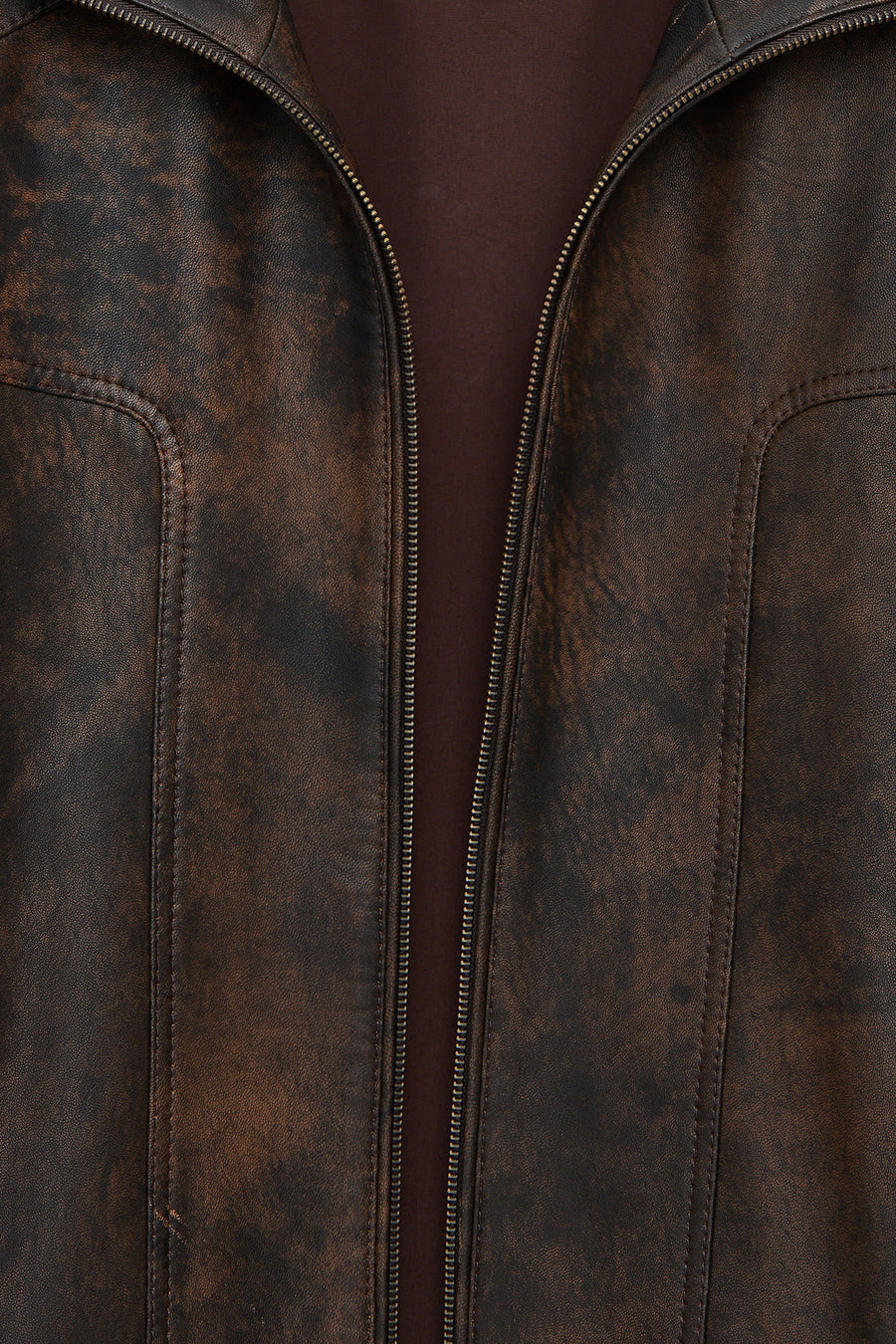 Alfred Male Brown Notched Collar Leather Coat