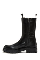 Women's Black Leather Zippered Chelsea Boots | Derimod