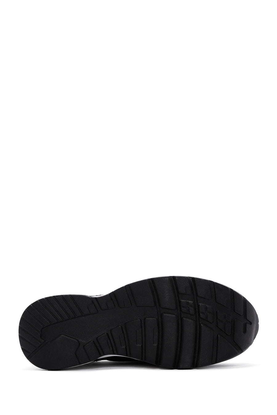 Women's Black Leather Thick Soled Sneaker