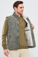 Isko Men's Gray Suede Leather Vest | Derimod