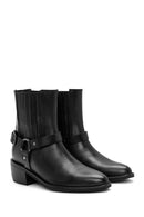 Women's Black Heeled Leather Cowboy Boots | Derimod