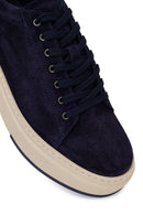 Male Navy Lace-up Thick-soled Suede Leather Sneaker | Derimod