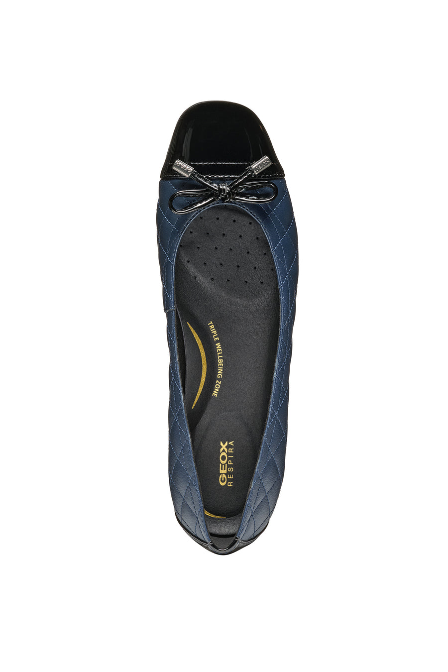 Geox Women's Navy Blue Annytah Quilted Patterned Leather Ballerinas
