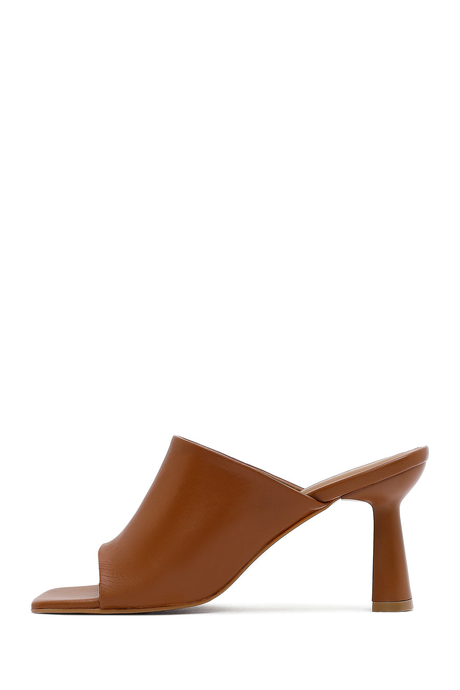 Women's Brown Heeled Leather Slippers