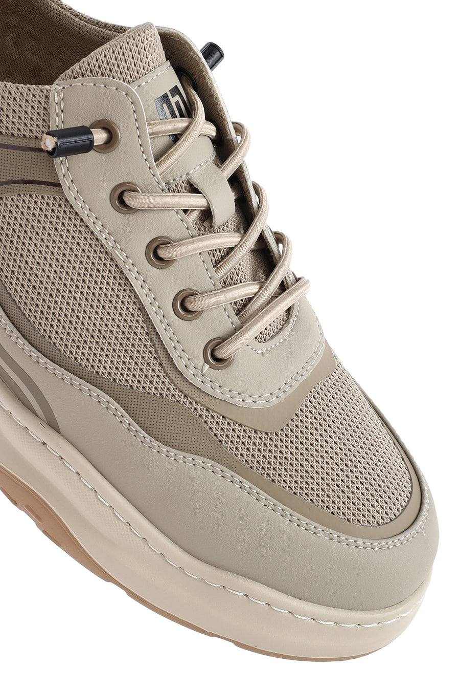 Men's Beige Lace-up Leather Sneaker