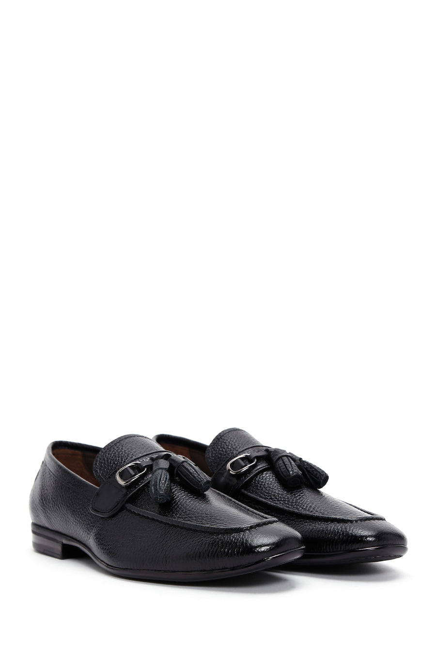 Erkek Siyah Deri Püsküllü Klasik Loafer