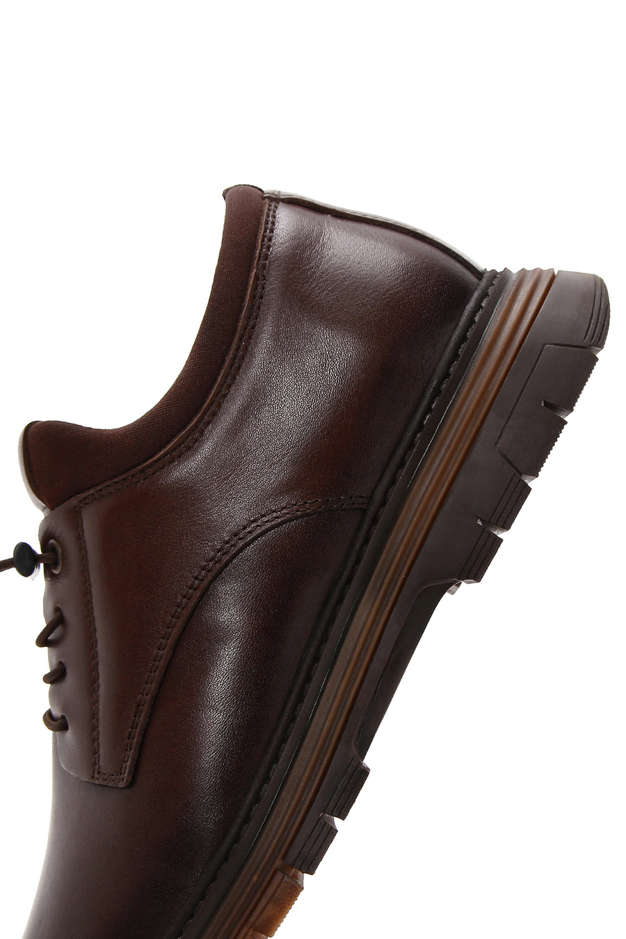 Men's Brown Leather Casual Shoes with Socks