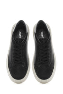 Men's Black Lace-up Thick-Sole Leather Sneaker | Derimod