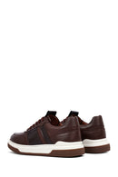 Erkek Kahverengi Bağcıklı Deri Sneaker | Derimod