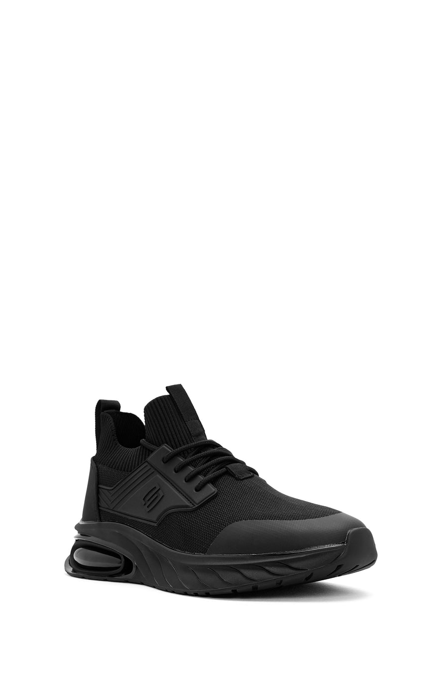 Men's Black Lace-Up Fabric Sneakers