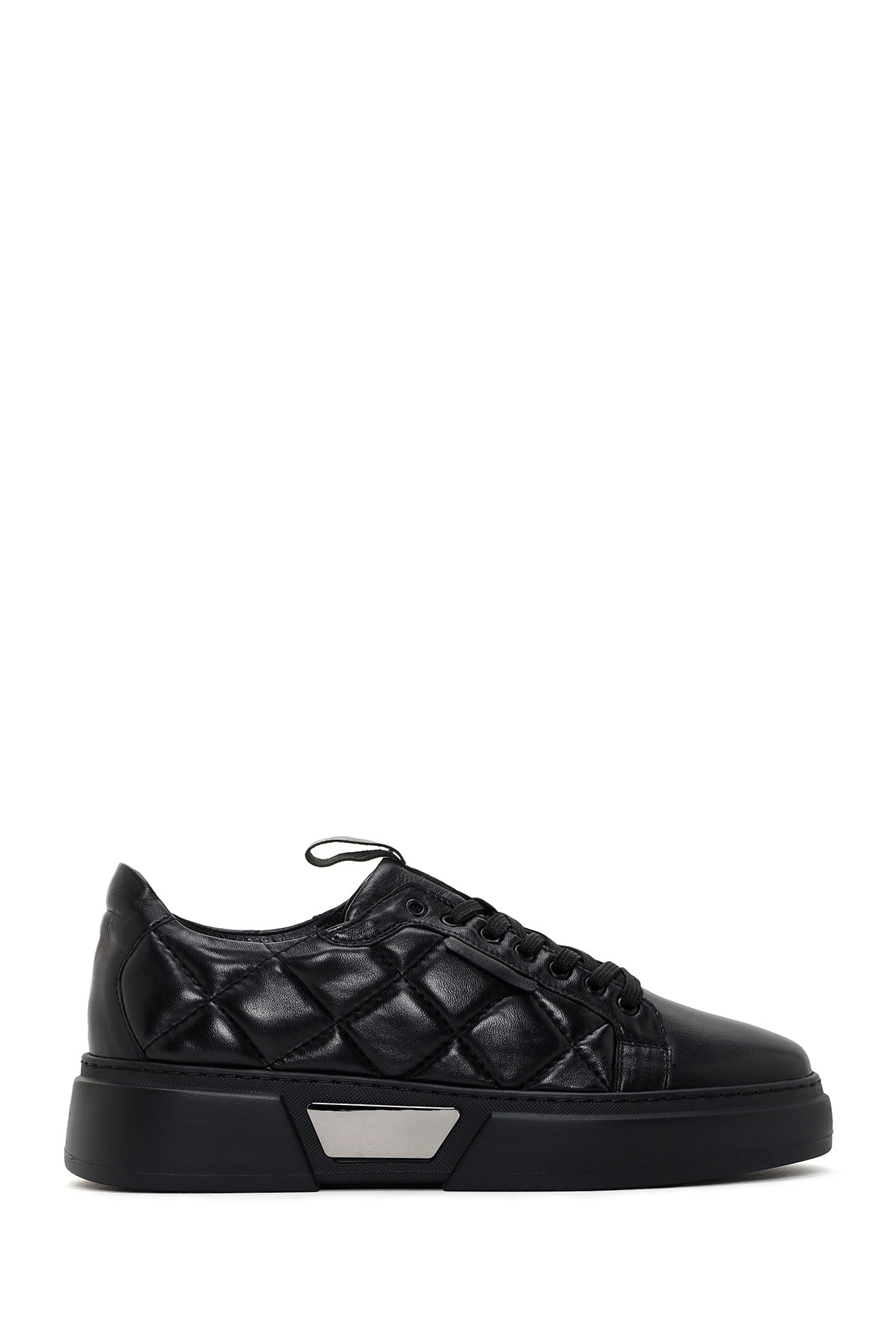 Men's Black Lace-Up Quilted Leather Casual Sneaker 24SFD634118 | Derimod