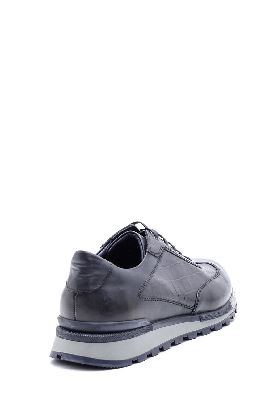 Erkek Kroko Detaylı Deri Sneaker