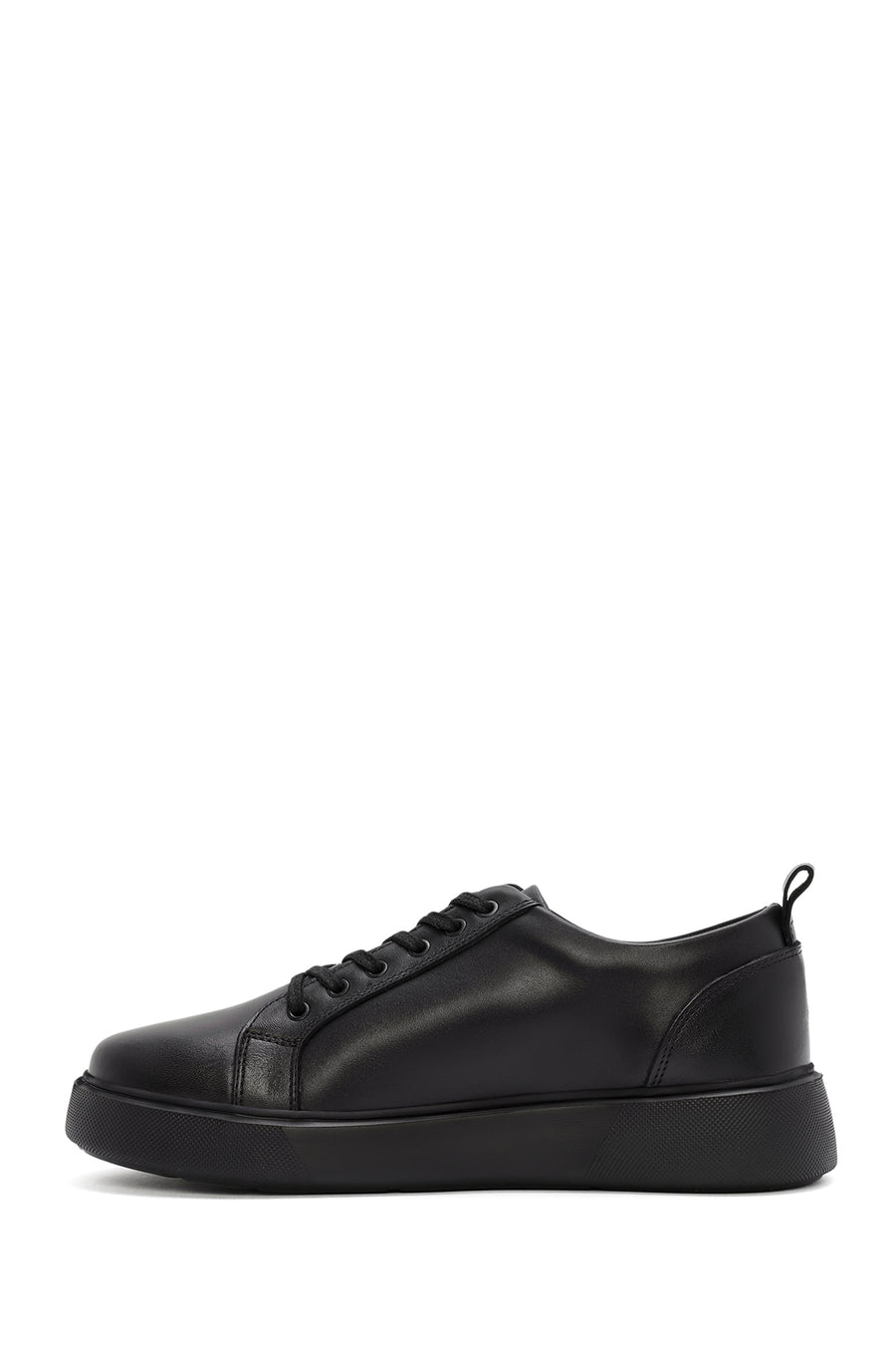 Erkek Siyah Bağcıklı Deri Sneaker