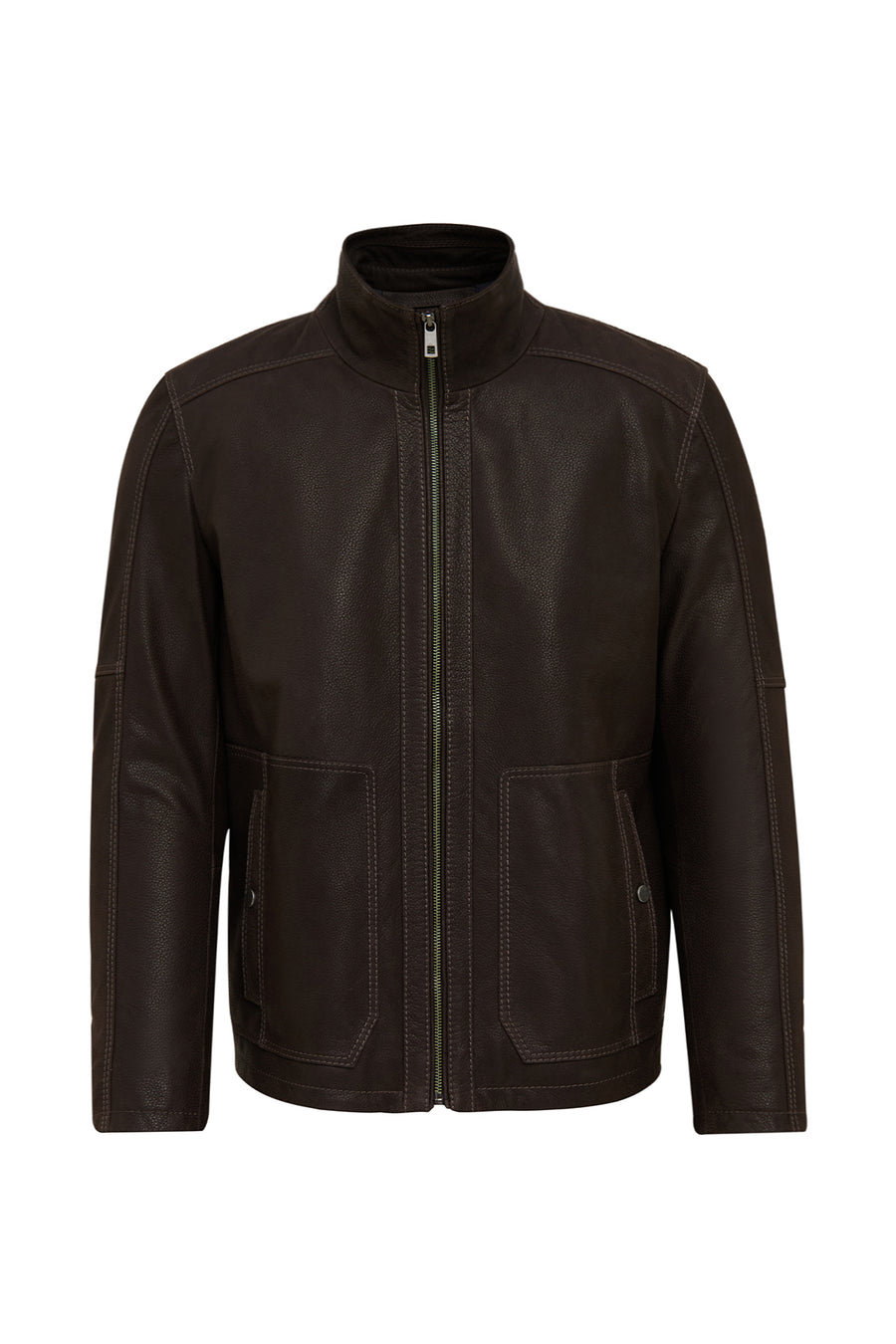 Costa Men's Brown Leather Jacket 25WGD6557D2 | Derimod
