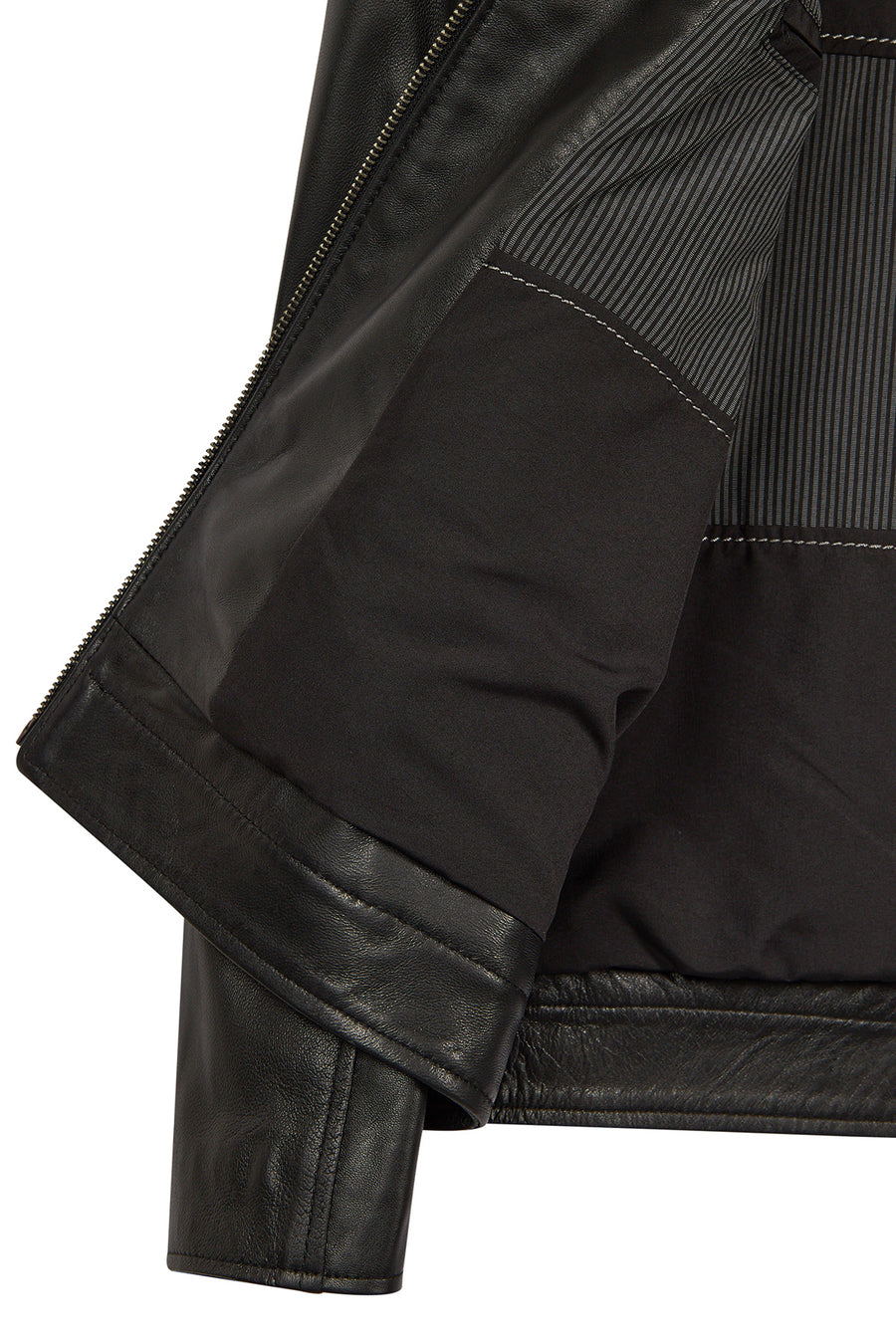 Lucas Male Black Mandarin Collar Leather Jacket