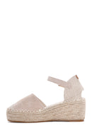 Women's Gray Ankle Strap Wedge Heeled Espadrilles | Derimod