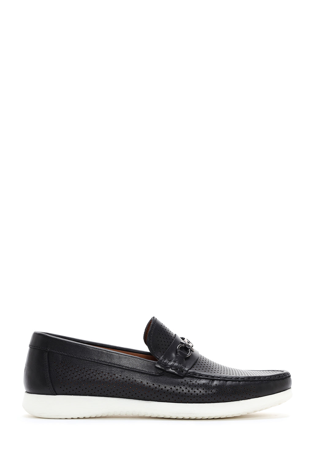 Erkek Siyah Deri Baskılı Loafer