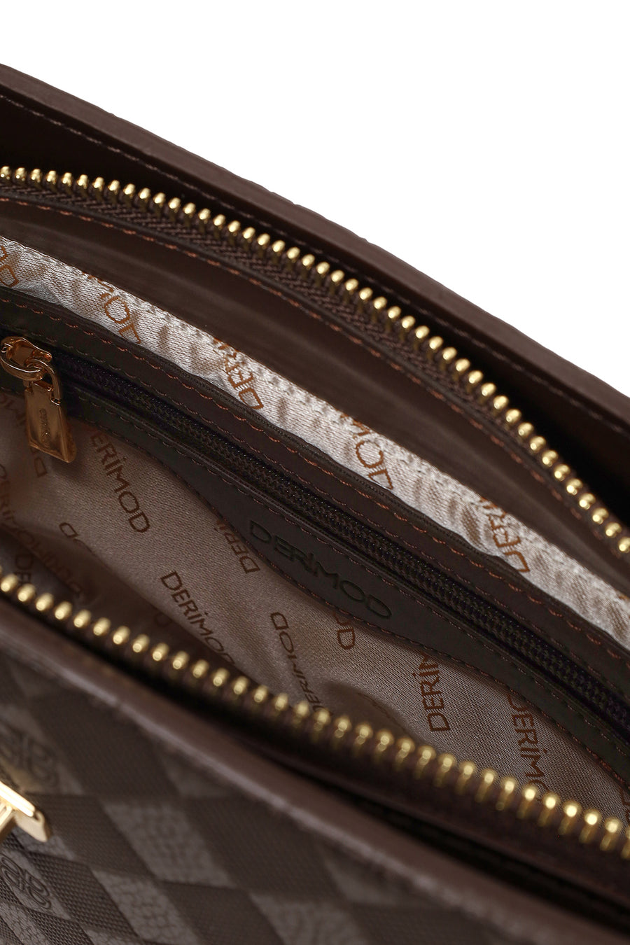 Woman Brown Long-Strap Printed Shoulder Bag