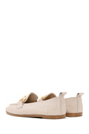 Women's Beige Leather Masculine Loafer | Derimod