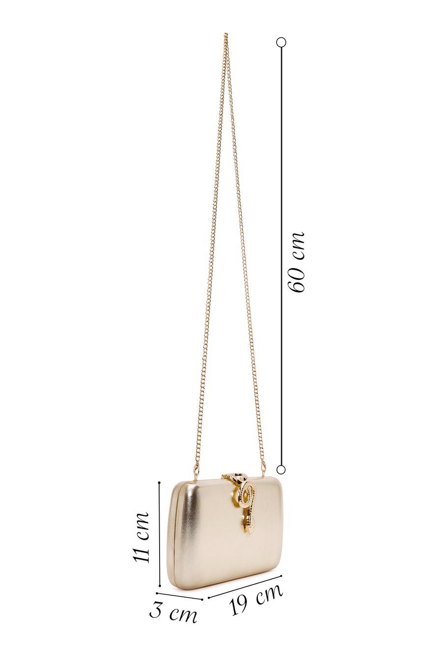 Women's Gold Accessory Detailed Long Chain Strap Mini Clutch Bag