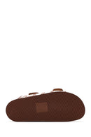 Women's Brown Banded Leather Slippers | Derimod